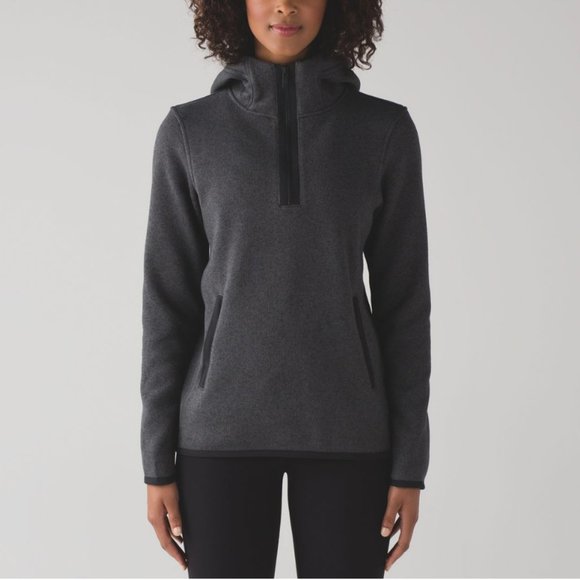 lululemon athletica Tops - Lululemon Its Fleecing Cold Pullover Heathered Black/Black 4